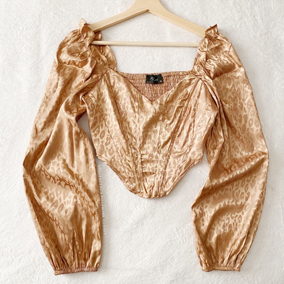 Satin Leopard Print Corset Top - Picture 2 of 10